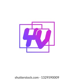 The initials Y and V colored gradient combination of blue and pink. YV vector design logo