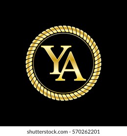 initials ya logo luxurious golden letters with gold rope
