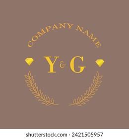 Initials YG letter monogram diamond gold company luxury
