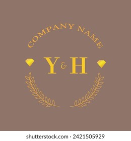 Initials YH letter monogram diamond gold company luxury