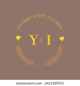 Initials YI letter monogram diamond gold company luxury