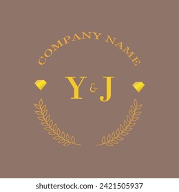 Initials YJ letter monogram diamond gold company luxury