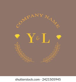Iniciales carta YL monograma empresa de oro diamante de lujo
