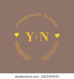Iniciales letra YN monograma empresa de oro diamante lujo
