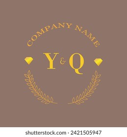 Initials YQ letter monogram diamond gold company luxury