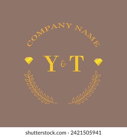 Iniciales carta YT monograma empresa de oro diamante lujo