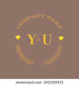 Initialen YU-Brief-Monogramm Diamantengold Unternehmen Luxus