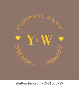Initials YW letter monogram diamond gold company luxury