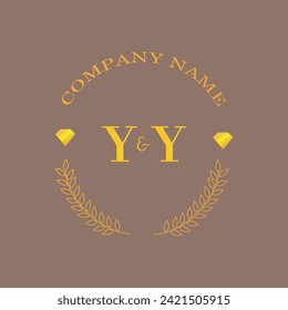 Initials YY letter monogram diamond gold company luxury