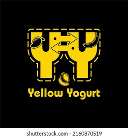 Initials YY With Mango And Banana Fruit Icon For Fruit Shop, Fruit Market Or Vegetarian Center Logo