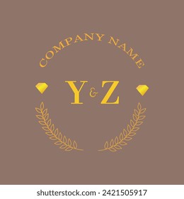 Initials YZ letter monogram diamond gold company luxury
