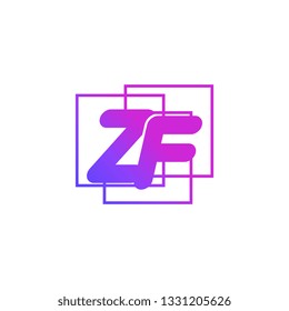 The initials Z and F colored gradient combination of blue and pink. ZF vector design logo