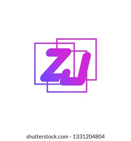 The initials Z and J colored gradient combination of blue and pink. ZJ vector design logo