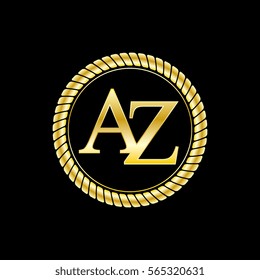 initials a and z logo luxurious golden letters with gold rope