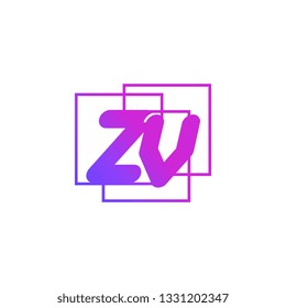 The initials Z and V colored gradient combination of blue and pink. ZV vector design logo