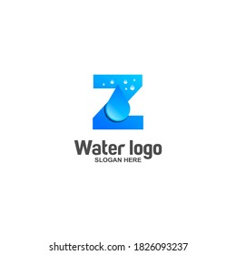 Initials Z Water Drop Logo Creative Template Sign Vector