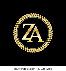 initials za logo luxurious golden letters with gold rope