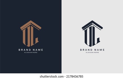 initials ZG logo with pillar element. Best for law firm company, legal, lawyer vector monogram design.