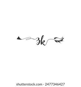 Initials ZK calligraphy lettering beauty symbol