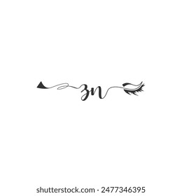 Initials ZN calligraphy lettering beauty symbol