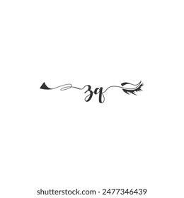 Initials ZQ calligraphy lettering beauty symbol