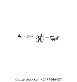 Initials ZT calligraphy lettering beauty symbol