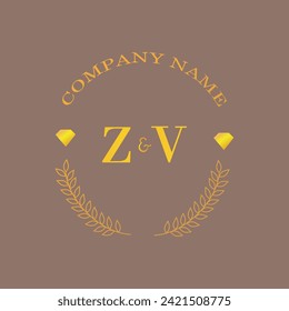 Erstmalige ZV-Buchstaben Monogramm Diamantengold Unternehmen Luxus
