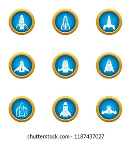 Initiate of missile icons set. Flat set of 9 initiate of missile vector icons for web isolated on white background