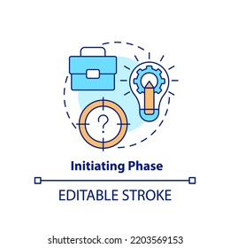 Initiating phase concept icon. Business processes. Project management abstract idea thin line illustration. Isolated outline drawing. Editable stroke. Arial, Myriad Pro-Bold fonts used