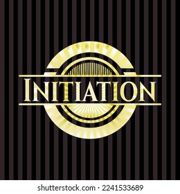 Initiation gold badge. Vector Illustration. Detailed. 