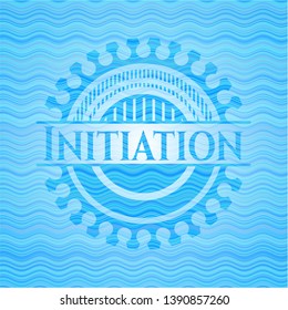 Initiation light blue water wave style emblem. Vector Illustration. Detailed.