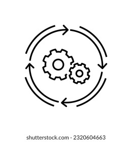 Initiatir icon, extreme motivation, gear rotation creator, thin line symbol on white background - editable stroke vector illustration.