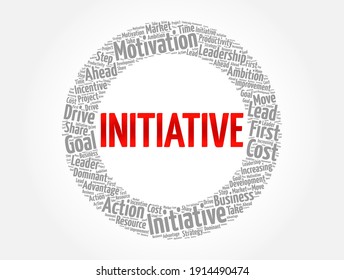 Initiative - ability to assess and initiate things independently, word cloud concept background