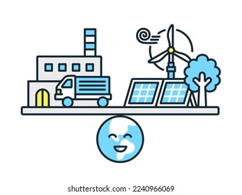 An initiative to "decarbonize." Vector illustration of carbon neutrality.