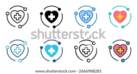  Healthcare Initiative icon set multiple style collection 
