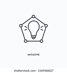 INITIATIVE outline icon. Simple linear element illustration. Isolated line INITIATIVE icon on white background. Thin stroke sign can be used for web, mobile and UI.