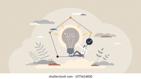 Initiative Skill As Taking Charge In New Innovative Idea Tiny Person Concept. Motivation In Beginning Of Process As Business Leadership Character Vector Illustration. Creative Approach Desire Ability.
