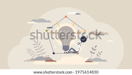 Initiative skill as taking charge in new innovative idea tiny person concept. Motivation in beginning of process as business leadership character vector illustration. Creative approach desire ability.