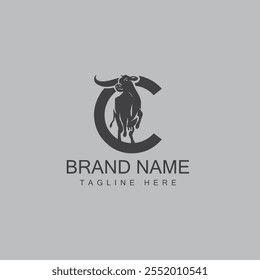 letra inicial C Logotipo de vaca e design de ícone com modelo vetorial
