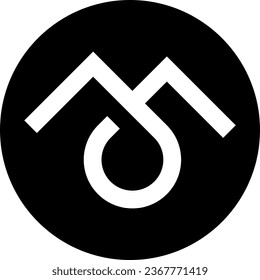 initila ms with mountain vector logo design