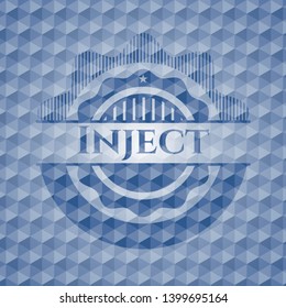 Inject blue badge with geometric background. Vector Illustration. Detailed.