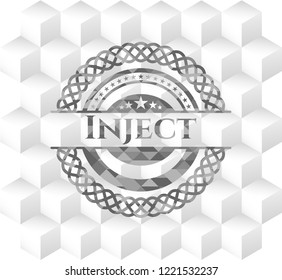 Inject grey emblem with geometric cube white background