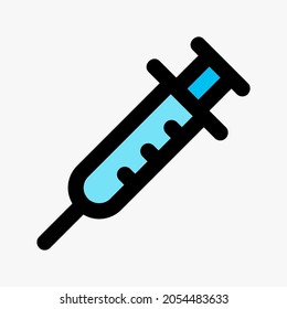 Symbol-Vektorgrafik in vollem Line-Stil über Medizin einspritzen, für Website-Mobile-App-Präsentation verwenden