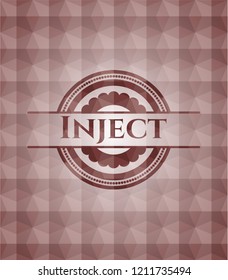 Inject red emblem with geometric pattern background. Seamless.