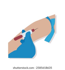 injecting hand. Syringe in hand 