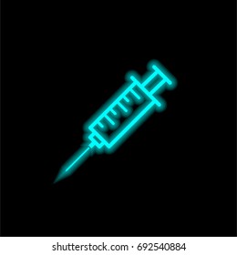 Injecting Syringe blue glowing neon ui ux icon. Glowing sign logo vector