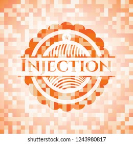 Injection abstract orange mosaic emblem