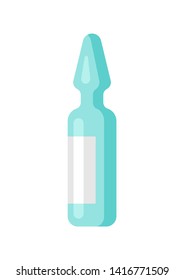 Injection ampoule icon in flat style. Medical illustration isolated on white background.