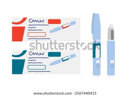 Injection applicator for blood sugar control and weight loss and appetite reduction. Vector illustration in flat style