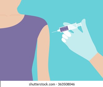 Injection arm. Vaccination. Medical and health care background